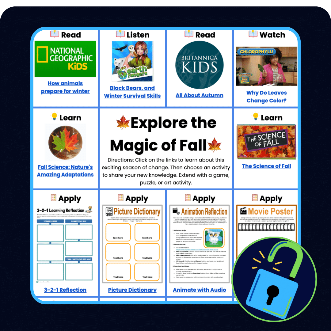 Magic of fall explore board